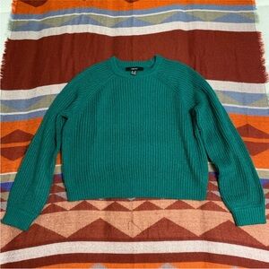 Forever 21 Teal Crewneck Sweater fuzzy Small cropped